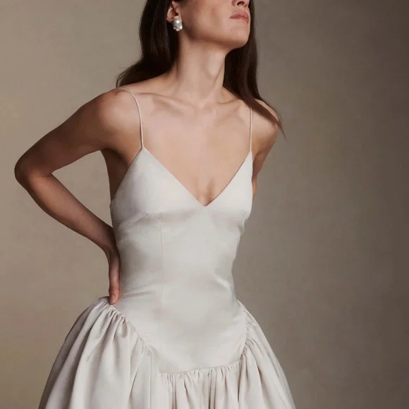 Danielle Frankel Estelle Bridal Satin Twill Mini Dress - Picture 3 of 14
